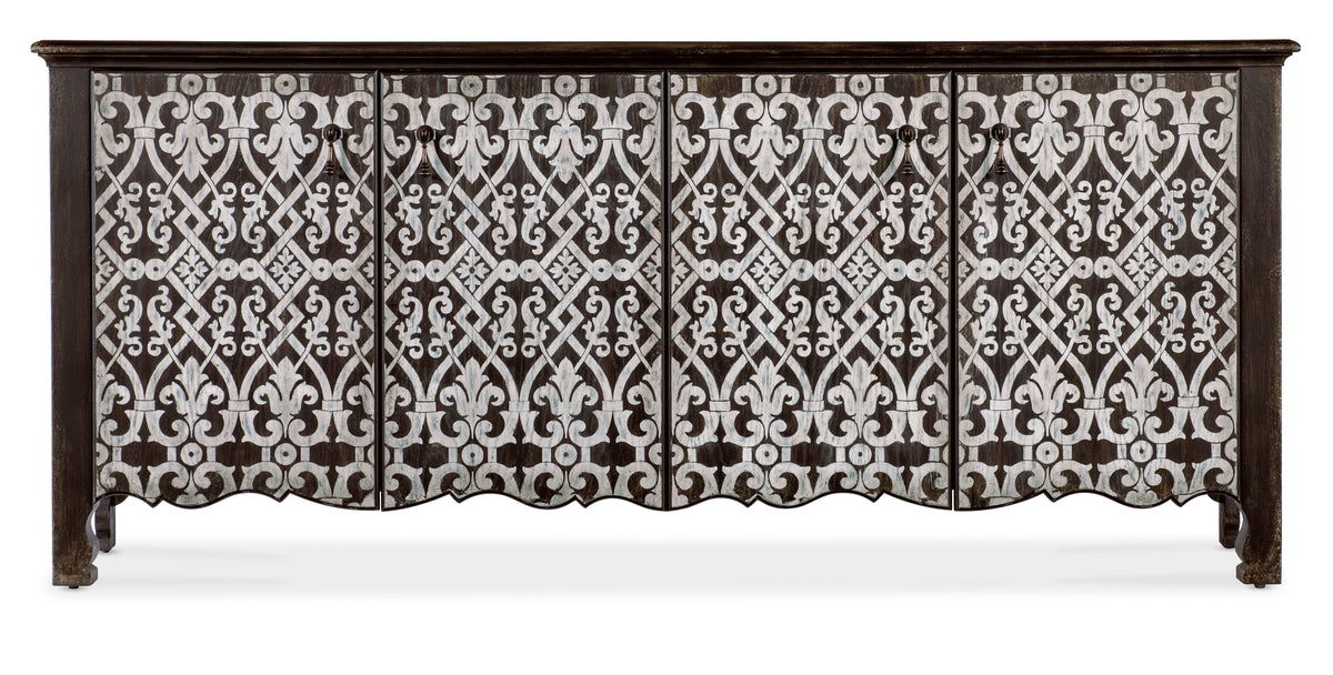 Americana Entertainment Credenza - Dark Brown / White by Hooker Furniture - View 5