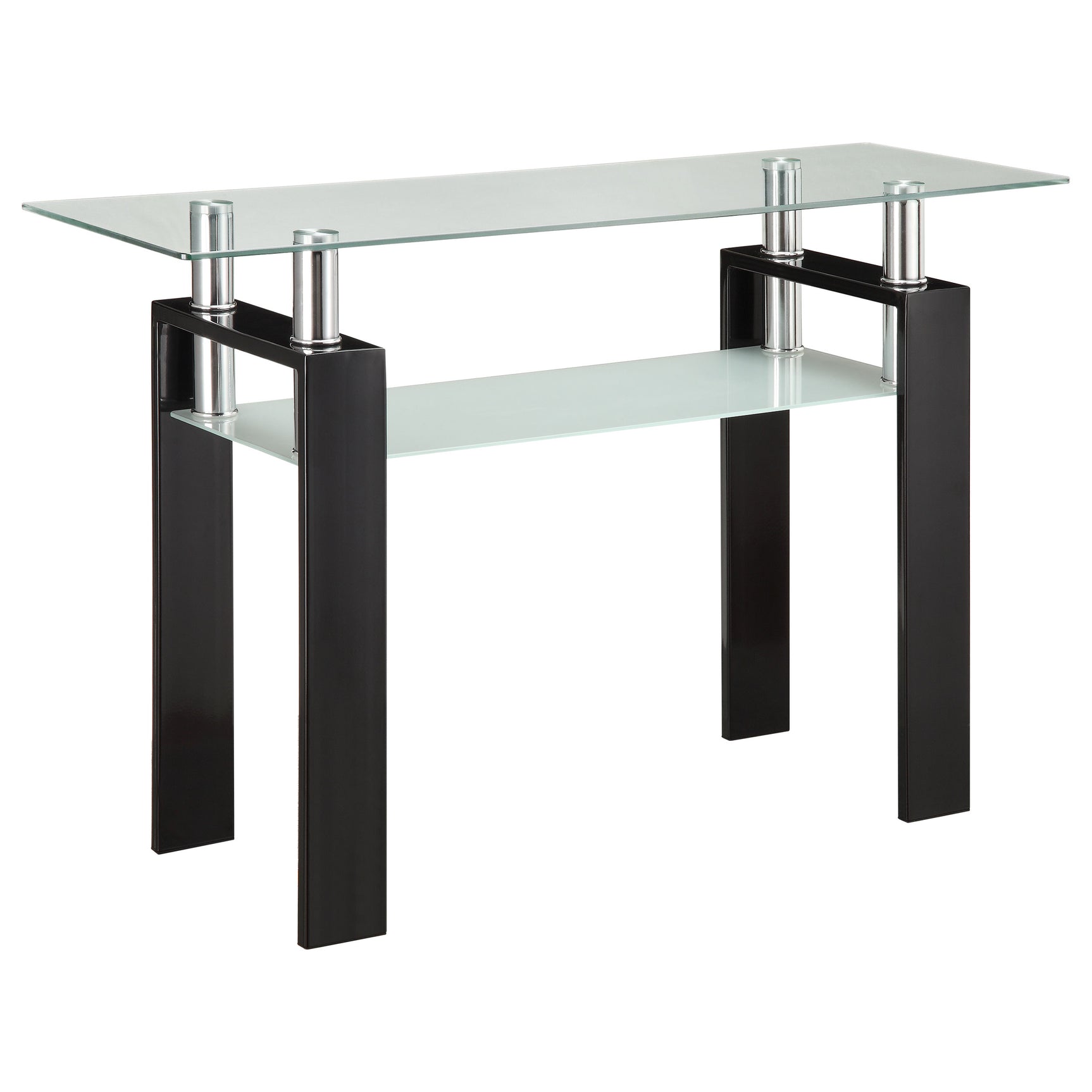 Sofa Table - Dyer Tempered Glass Sofa Table with Shelf Black