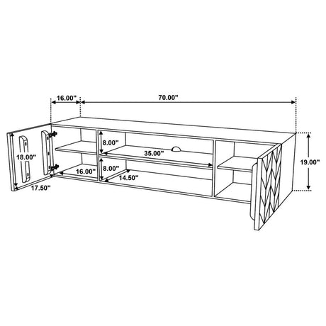 Keese 2 - door 70" TV Stand with Storage Shelves Mango Brown - 702333 - image - 13