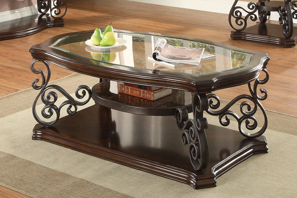 Coffee Table - Laney Coffee Table Deep Merlot and Clear