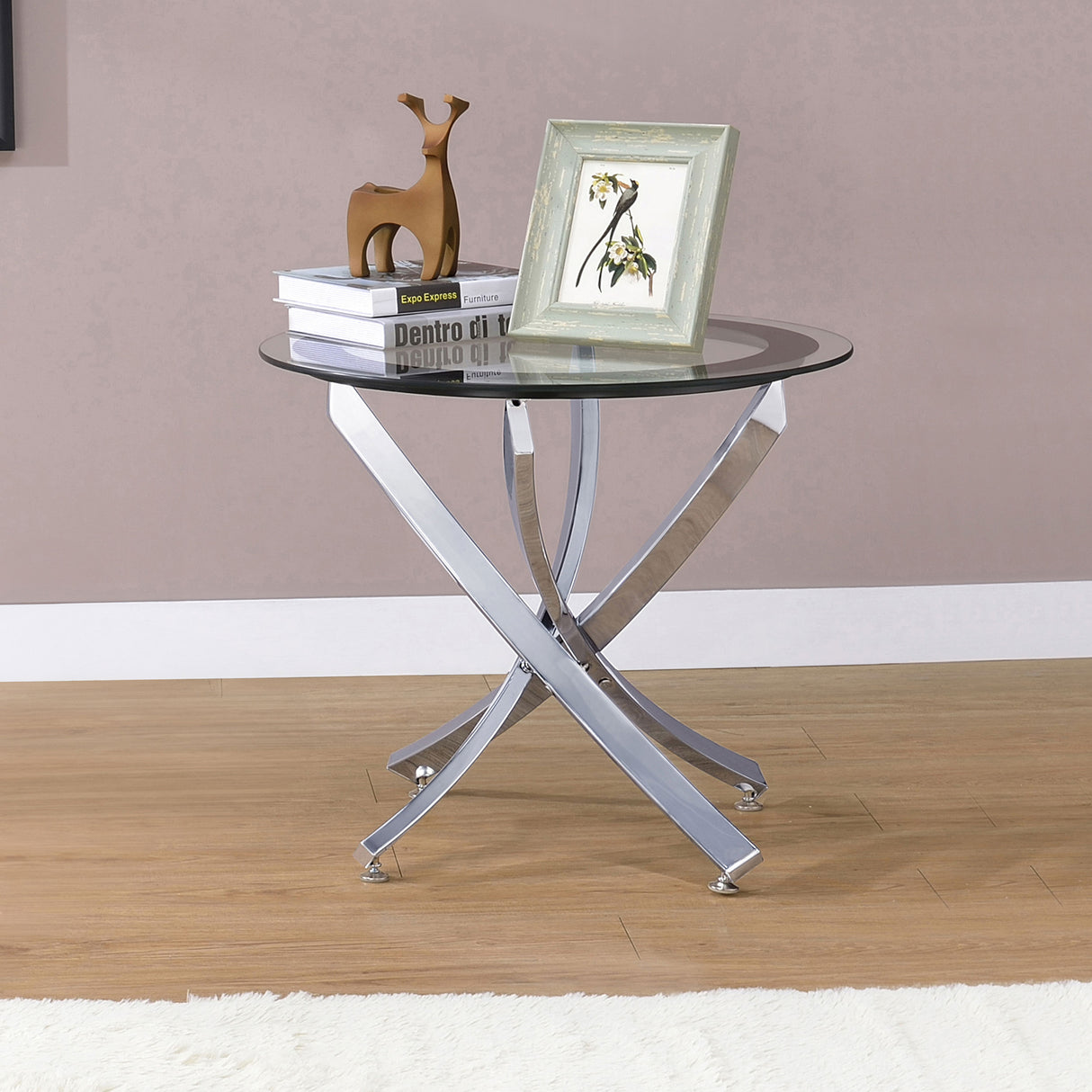 End Table - Brooke Glass Top End Table Chrome and Black