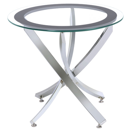End Table - Brooke Glass Top End Table Chrome and Black
