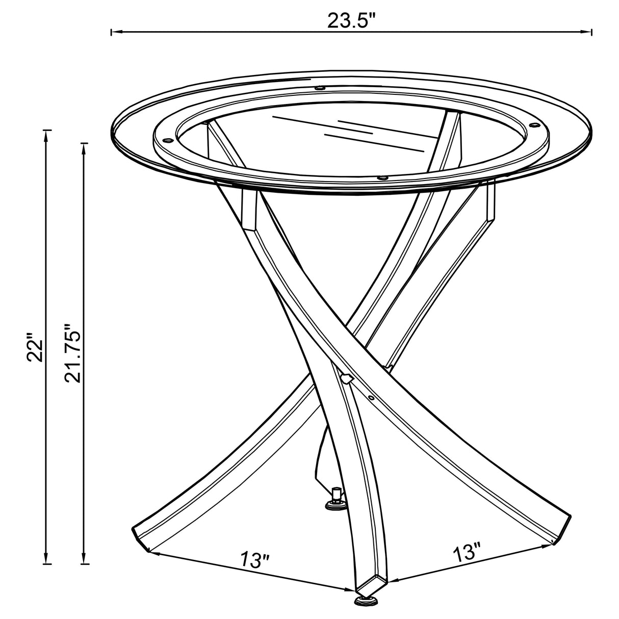 End Table - Brooke Glass Top End Table Chrome and Black