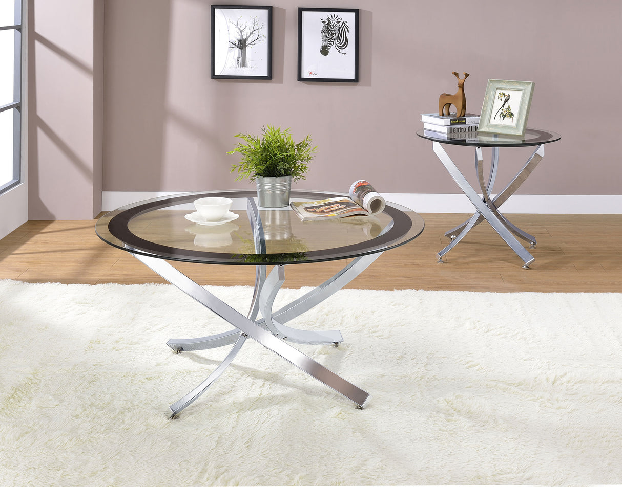 End Table - Brooke Glass Top End Table Chrome and Black