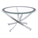 Coffee Table - Brooke Glass Top Coffee Table Chrome and Black