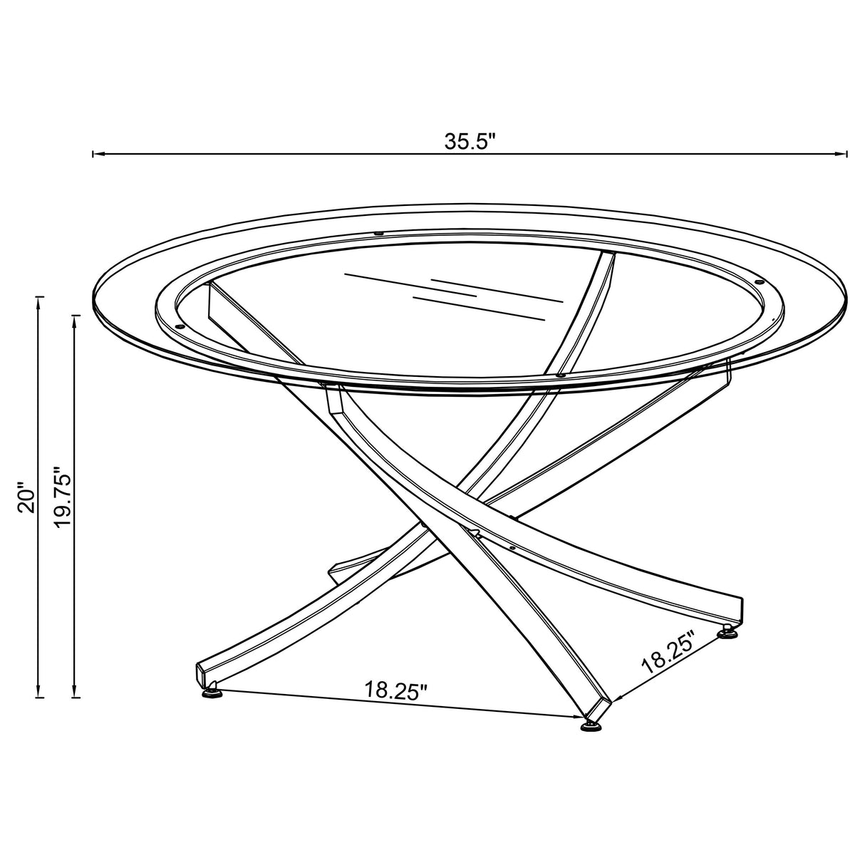 Coffee Table - Brooke Glass Top Coffee Table Chrome and Black