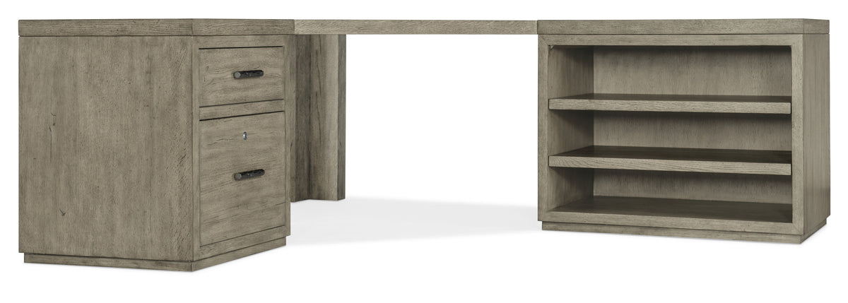 Linville Falls Corner Desk With File And Open Desk Cabinet - Gray by Hooker Furniture - View 1