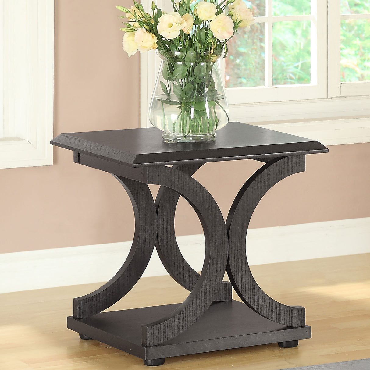 End Table - Shelly C-shaped Base End Table Cappuccino