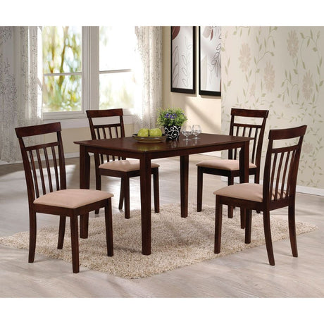 Acme - Samuel 5PC Dining Set 70325 Beige Microfiber &Espresso Finish