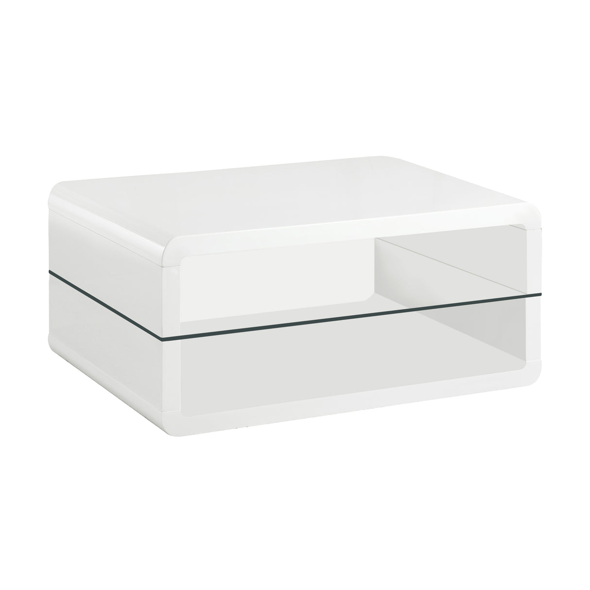 Coffee Table - Elana Rectangle 2-shelf Coffee Table Glossy White