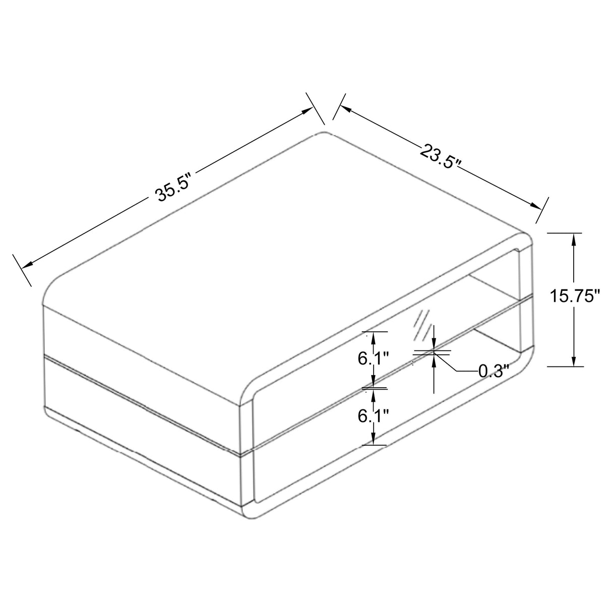 Coffee Table - Elana Rectangle 2-shelf Coffee Table Glossy White