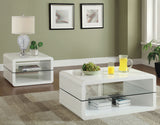 Coffee Table - Elana Rectangle 2-shelf Coffee Table Glossy White