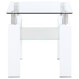End Table - Dyer Square Glass Top End Table With Shelf White
