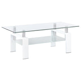 Coffee Table - Dyer Rectangular Glass Top Coffee Table With Shelf White