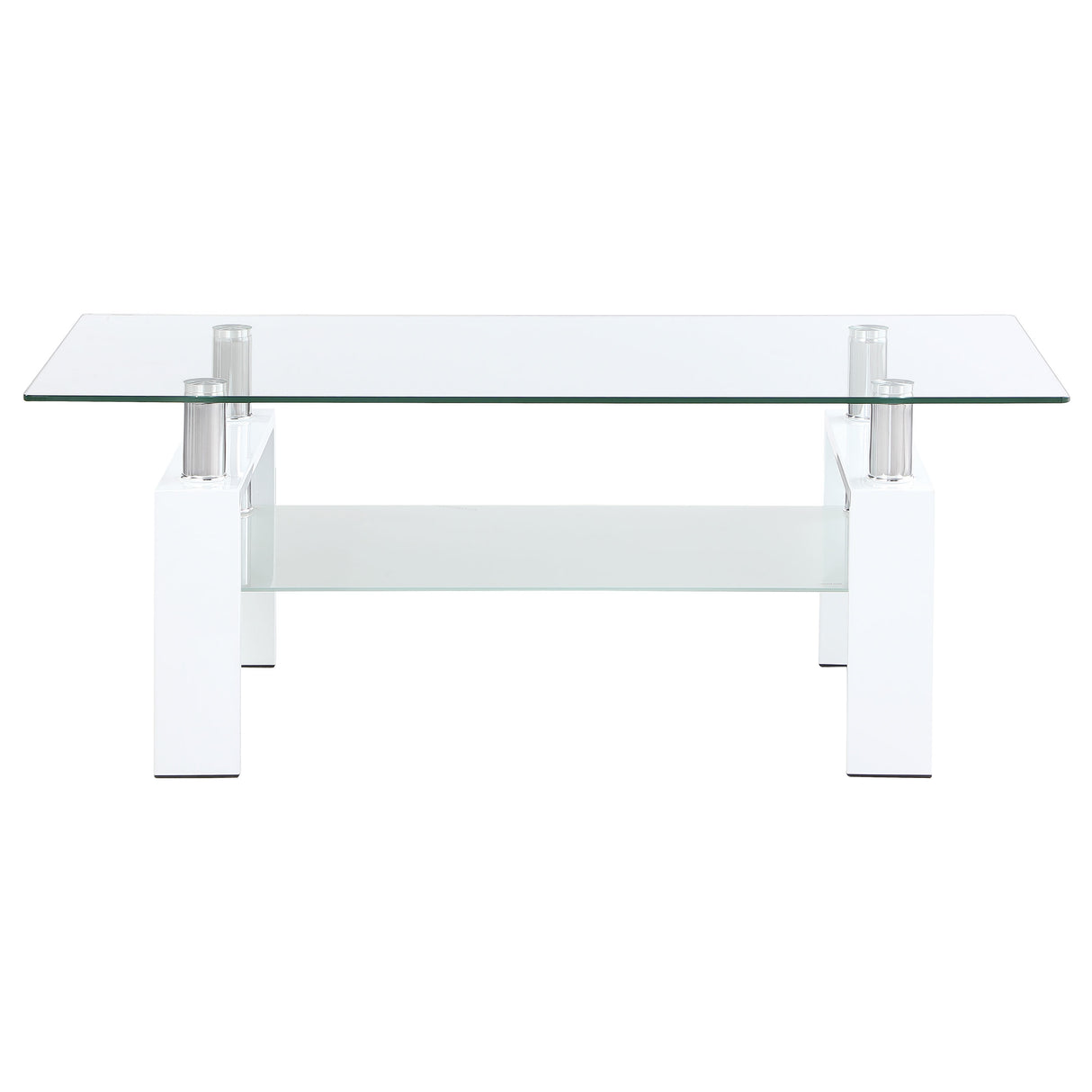 Coffee Table - Dyer Rectangular Glass Top Coffee Table With Shelf White