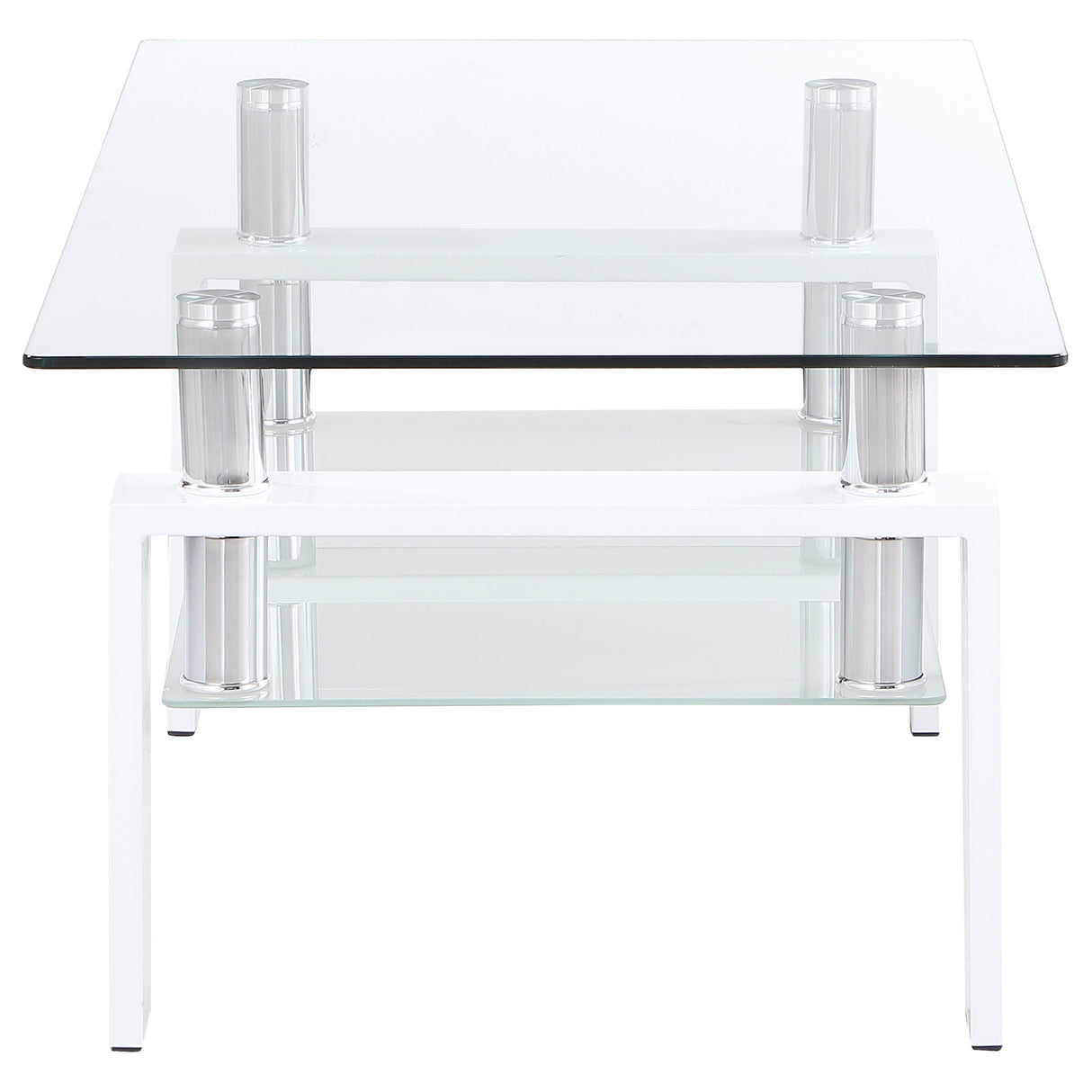 Coffee Table - Dyer Rectangular Glass Top Coffee Table With Shelf White