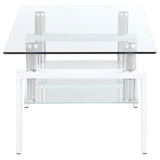 Coffee Table - Dyer Rectangular Glass Top Coffee Table With Shelf White