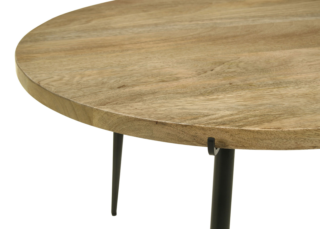 Coffee Table - Pilar Round Solid Wood Top Coffee Table Natural and Black