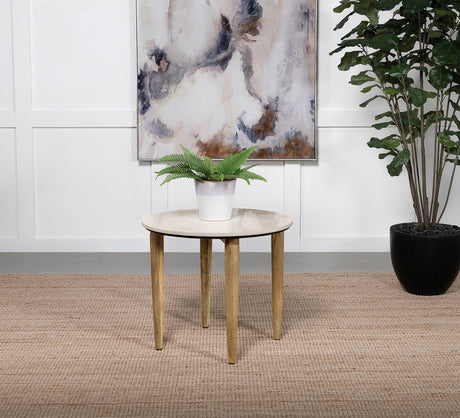 End Table - Aldis Round Marble Top End Table White and Natural