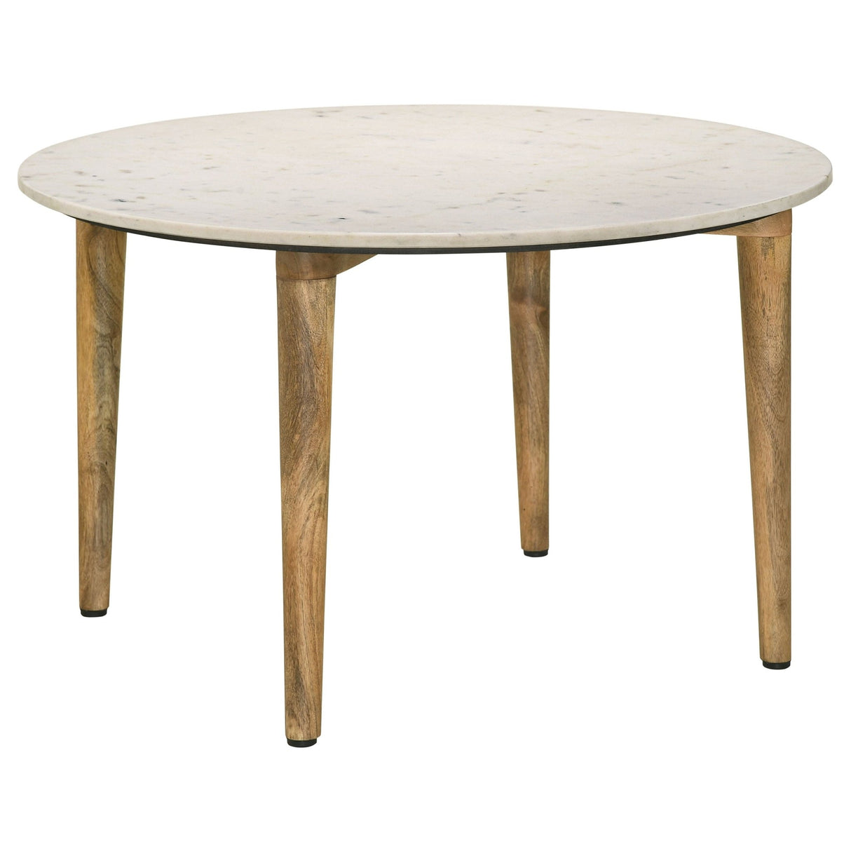 Aldis Round Marble Top Coffee Table White and Natural | Coaster - 703718 - Home Elegance USA - 2