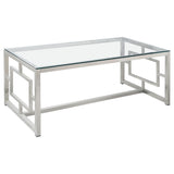 Coffee Table - Merced Rectangle Glass Top Coffee Table Nickel