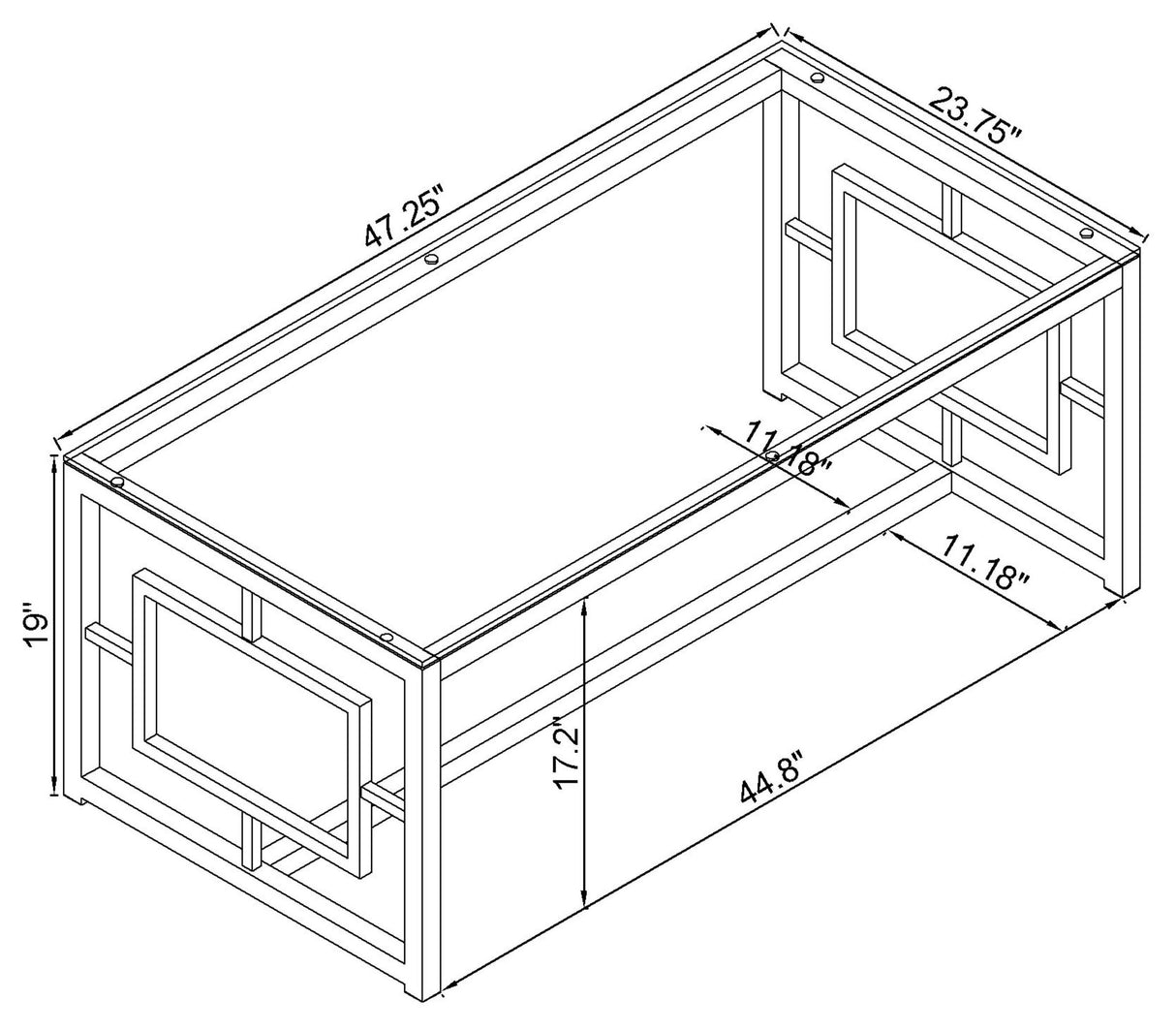 Coffee Table - Merced Rectangle Glass Top Coffee Table Nickel