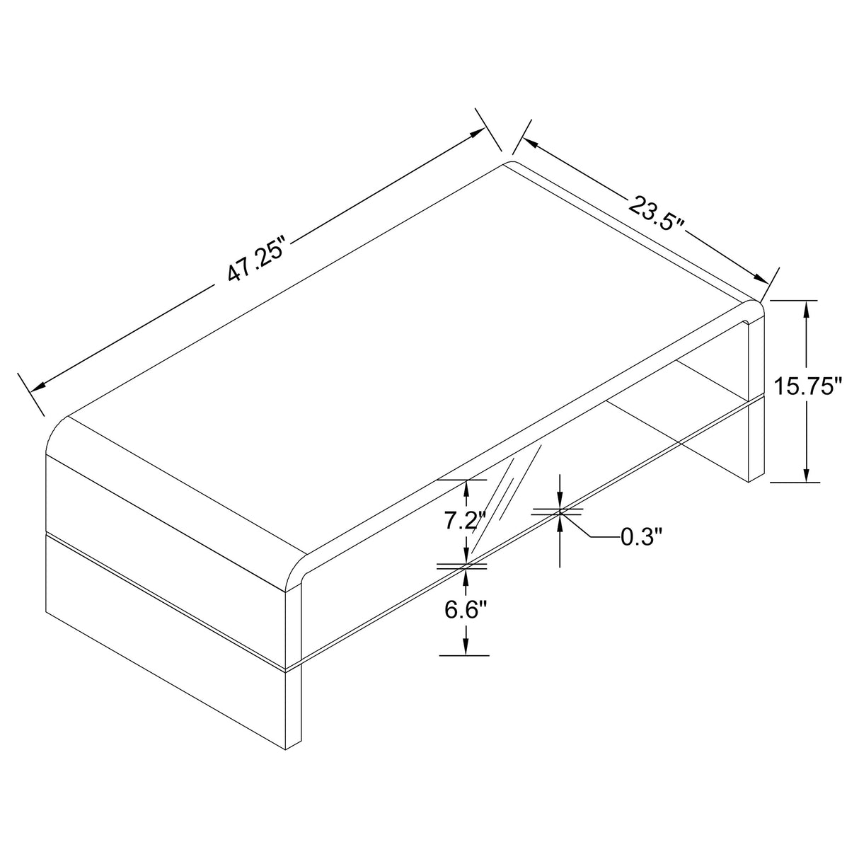 Coffee Table - Airell Rectangular Coffee Table with Glass Shelf White High Gloss