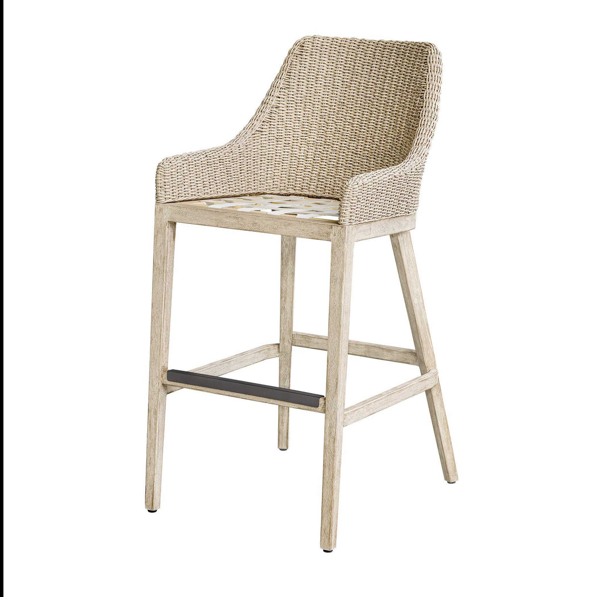 Paloma Outdoor Wicker Bar Stool Gray / White - Light Brown / White by Uttermost - View 9