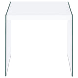 End Table - Opal Square End Table With Clear Glass Legs White High Gloss