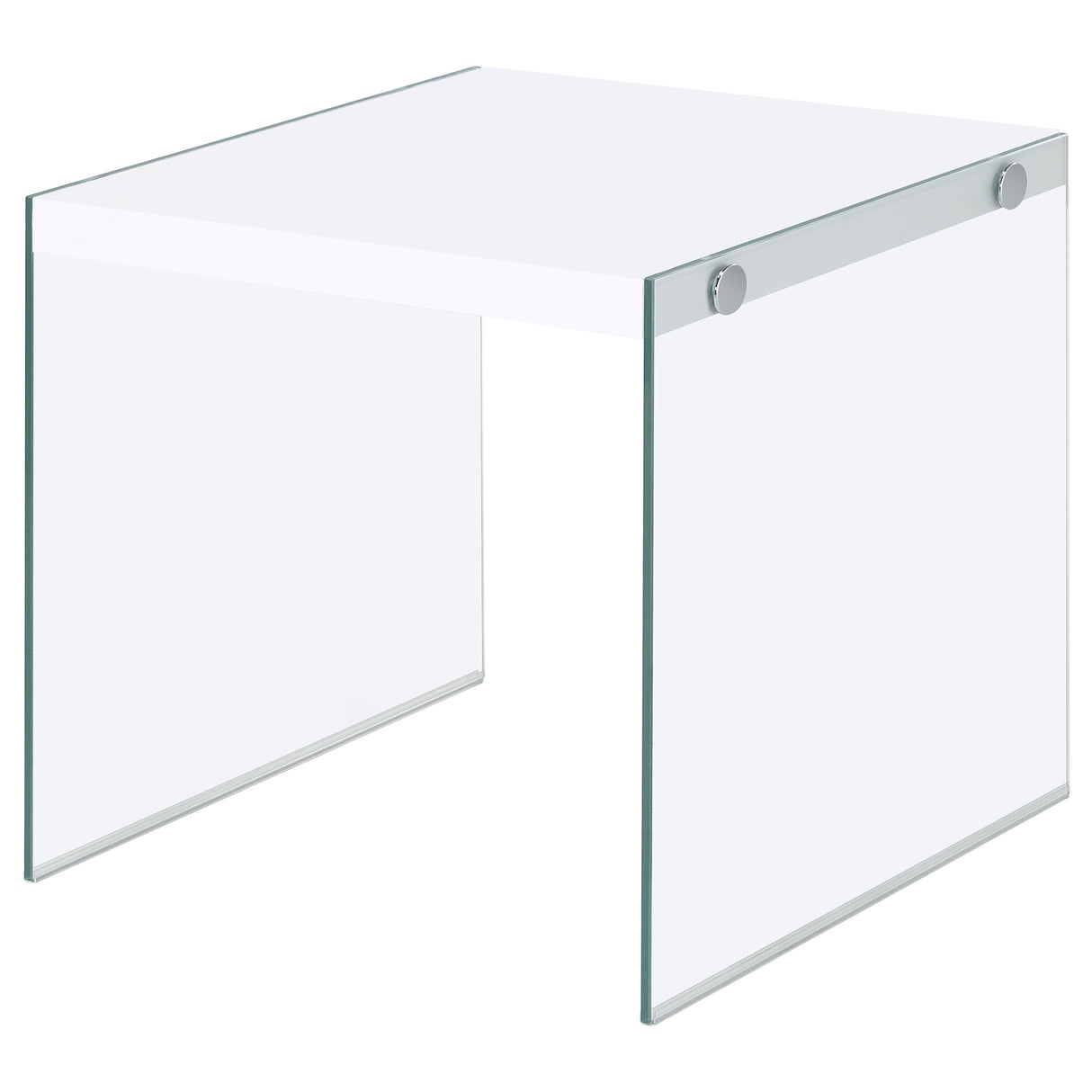End Table - Opal Square End Table With Clear Glass Legs White High Gloss