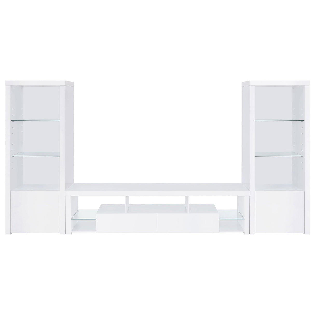 Jude 3 - piece Entertainment Center With 71" TV Stand White High Gloss | Coaster | Home Elegance USA