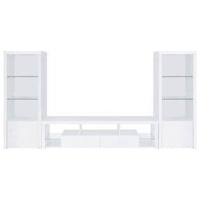 Jude 3 - piece Entertainment Center With 71" TV Stand White High Gloss | Coaster | Home Elegance USA