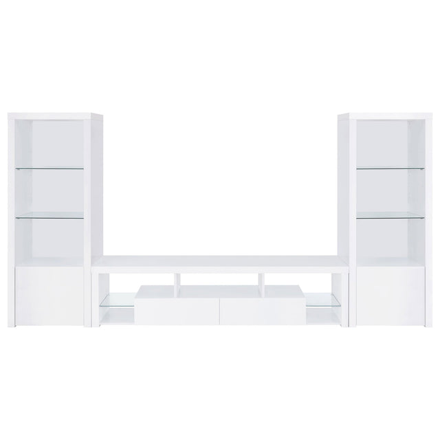 Jude 3 - piece Entertainment Center With 71" TV Stand White High Gloss | Coaster | Home Elegance USA