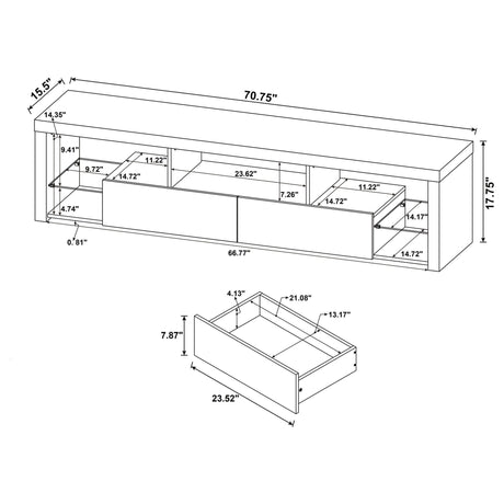 Jude 2 - drawer 71" TV Stand With Shelving White High Gloss - 704251 - image - 12