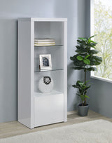 Media Tower - Jude 3-shelf Media Tower With Storage Cabinet White High Gloss