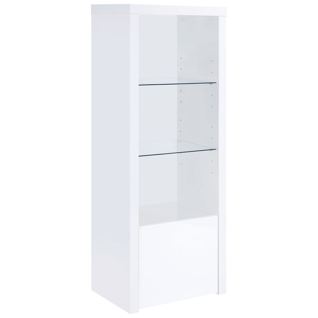 Media Tower - Jude 3-shelf Media Tower With Storage Cabinet White High Gloss