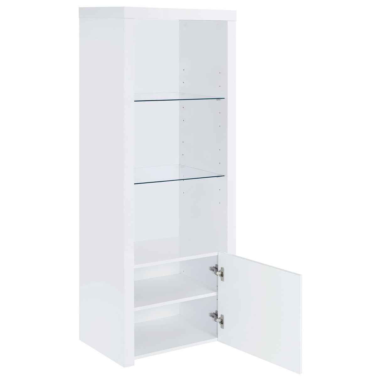 Media Tower - Jude 3-shelf Media Tower With Storage Cabinet White High Gloss