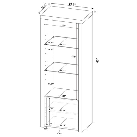 Media Tower - Jude 3-shelf Media Tower With Storage Cabinet White High Gloss