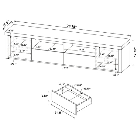 Jude 2 - door 79" TV Stand With Drawers White High Gloss - 704262 - image - 12