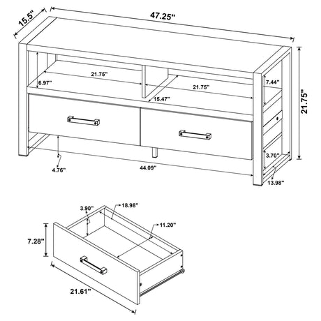 James 2 - drawer Composite Wood 48" TV Stand Antique Pine - 704271 - image - 12