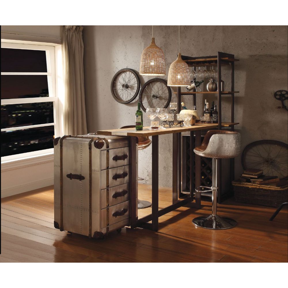 Brancaster Wine Rack 70436 Oak & Antique Black Finish | Acme - 70436 - Home Elegance USA - 2