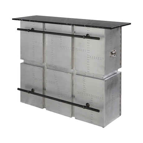 Brancaster Bar Table W/Marble Top 70450 Marble Top & Aluminum | Acme | Home Elegance USA