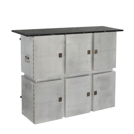 Brancaster Bar Table W/Marble Top 70450 Marble Top & Aluminum | Acme | Home Elegance USA