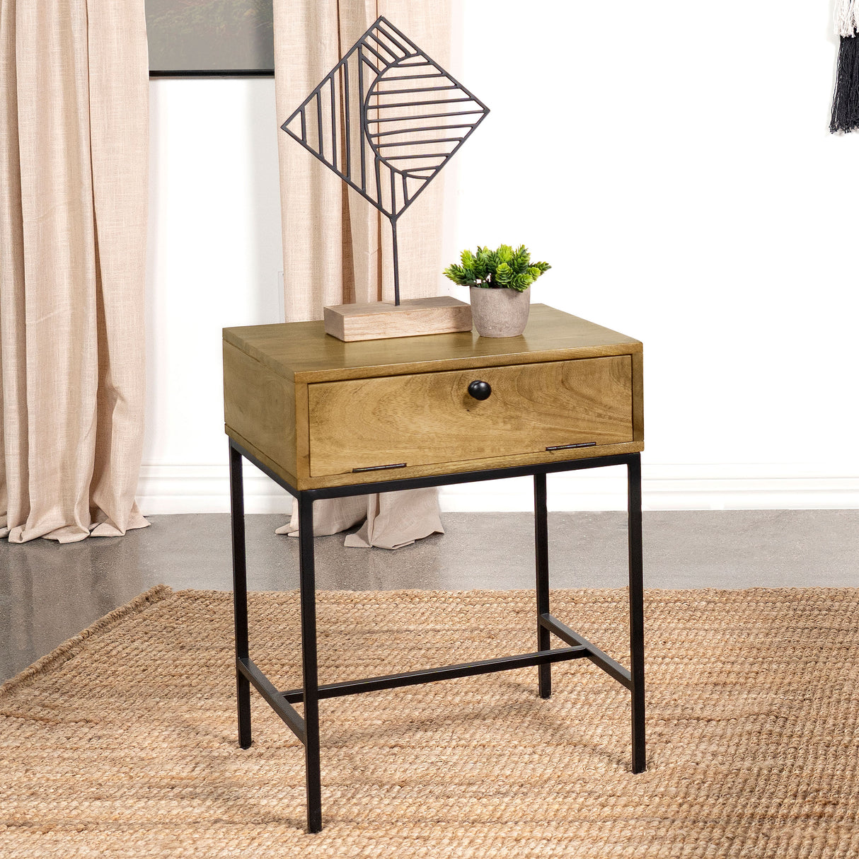 End Table - Stephie 1-drawer Rectangular End Table Honey Brown