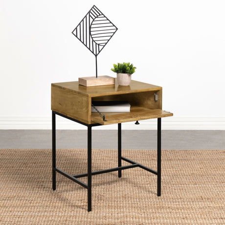 End Table - Stephie 1-drawer Rectangular End Table Honey Brown