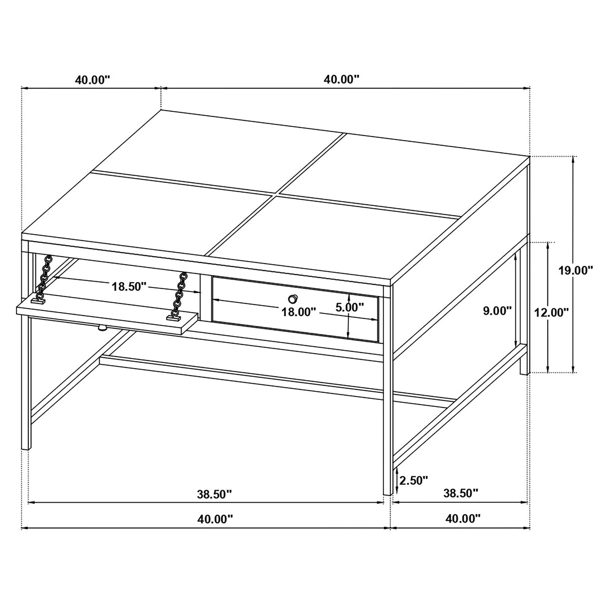 Coffee Table - Stephie 4-drawer Square Clear Glass Top Coffee Table Honey Brown