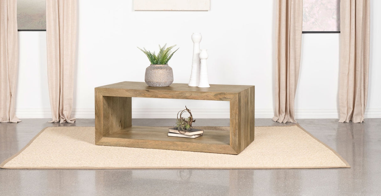 Benton Rectangular Solid Wood Coffee Table Natural | Coaster - 704838 - Home Elegance USA - 2