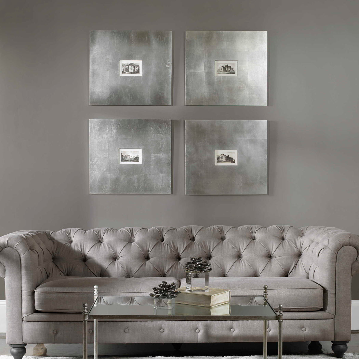 Historical Buildings Framed Art (Set of 4) - Silver by Uttermost - View 4