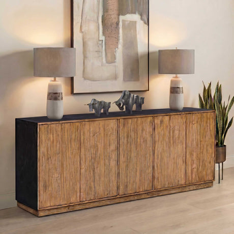 Kelvin 5 Door Wood Media Console - Light Brown by Uttermost - View 2