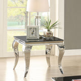 Carone Square End Table Chrome and Black | Coaster | Home Elegance USA